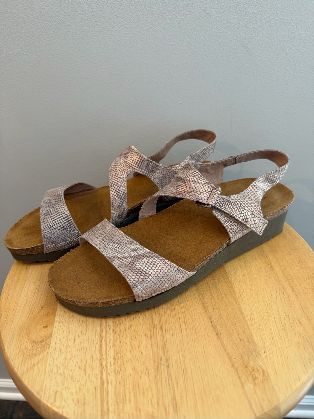 Naot Pamela Slingback Adj Ankle Strap Snake Metallic Print Women 11 US EUR 42